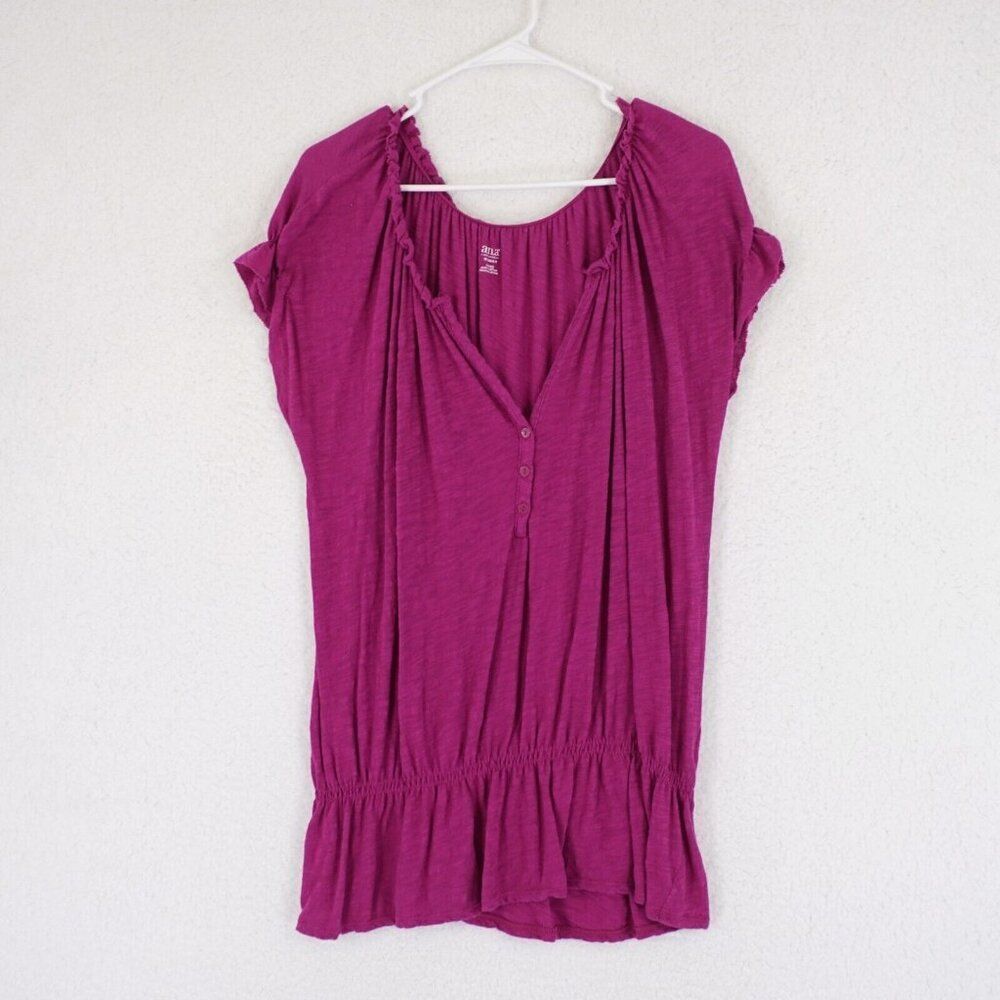 A.N.A. Purple V-Neck Capped Sleeve XL Blouse /‎ Top